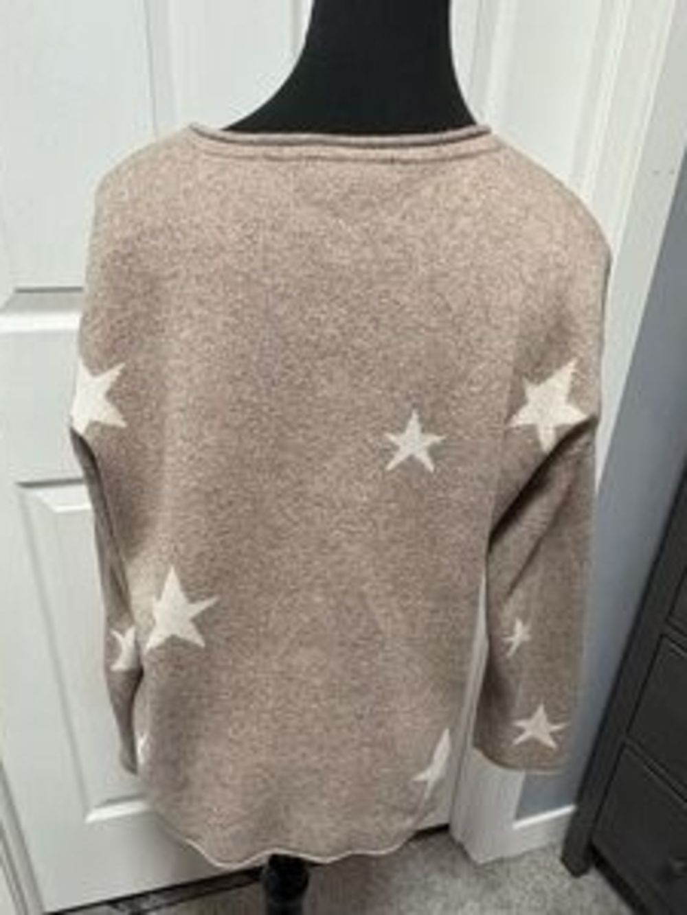 Z Supply Taupe Star Crewneck Sweater with White Accents - Picture 6 of 6